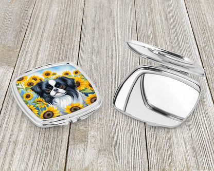 Japanese Chin in Sunflowers Compact Mirror