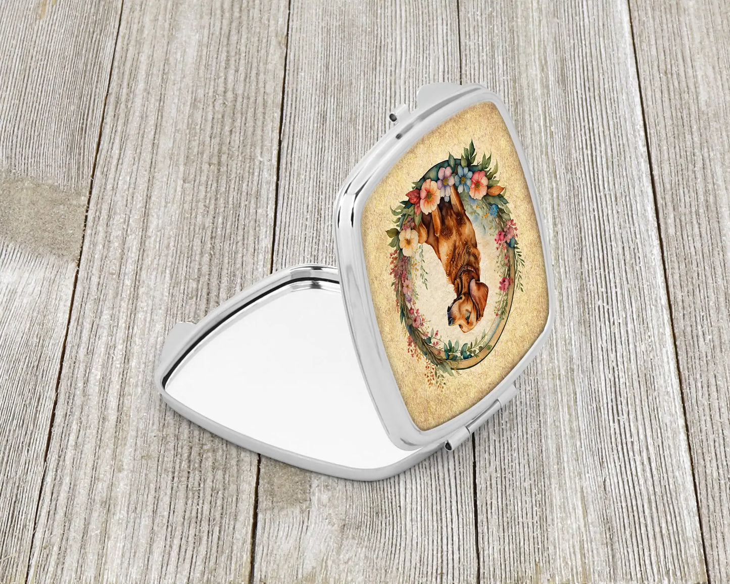 Chesapeake Bay Retriever and Flowers Compact Mirror