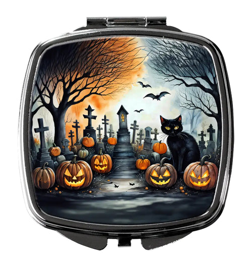 Black Cat Spooky Halloween Compact Mirror