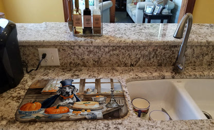 Weimaraner Fall Kitchen Pumpkins Dish Drying Mat