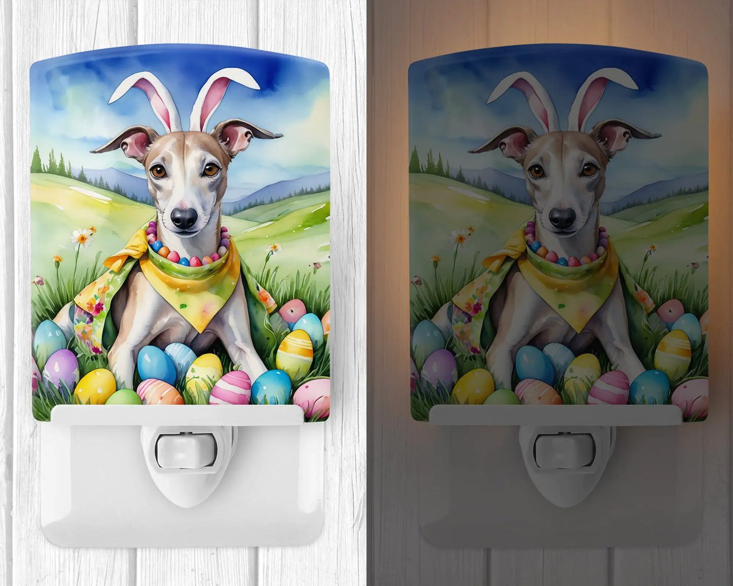 Whippet Easter Egg Hunt Ceramic Night Light