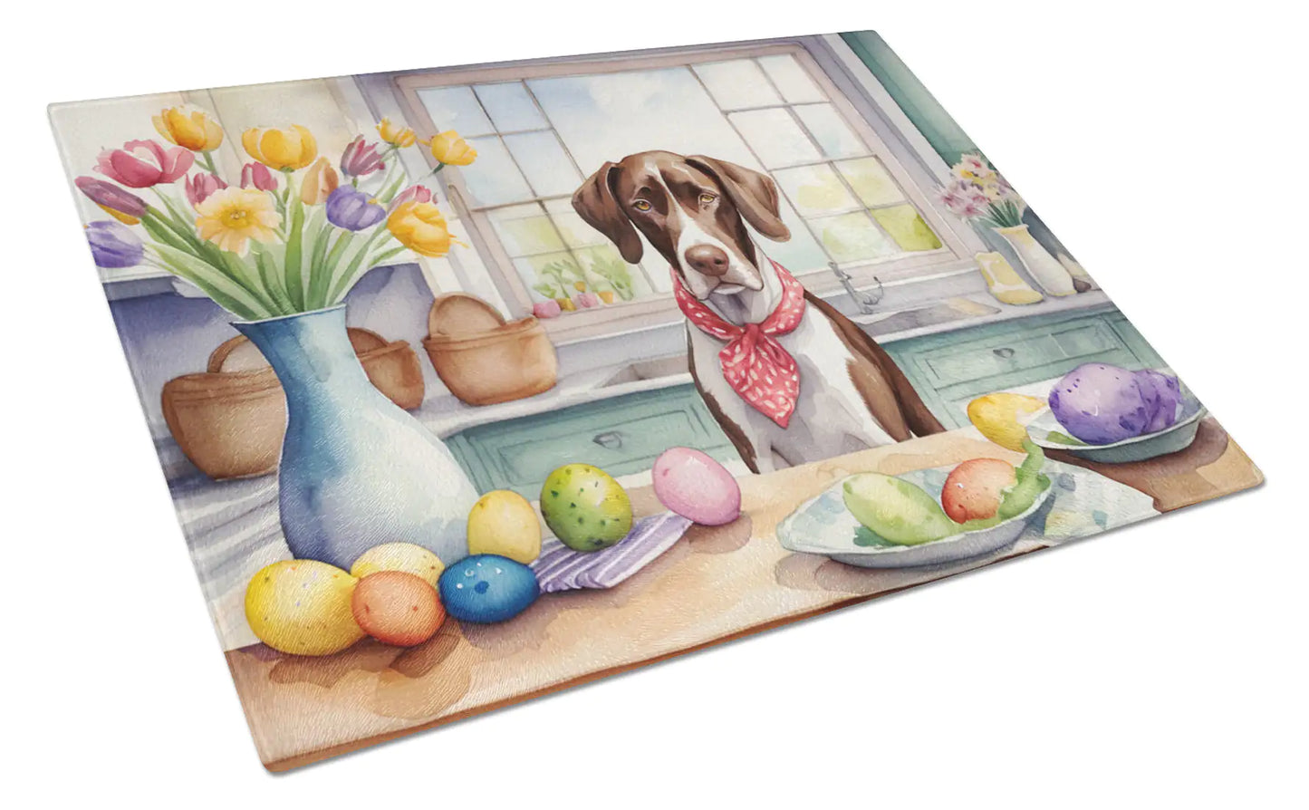 Decorating Easter Pointer Glass Cutting Board