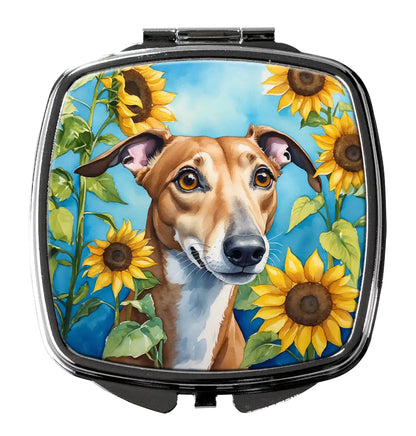 Greyhound in Sunflowers Compact Mirror