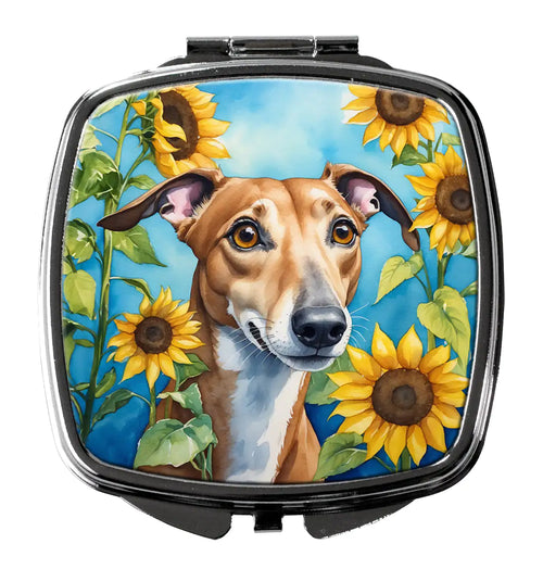 Greyhound in Sunflowers Compact Mirror