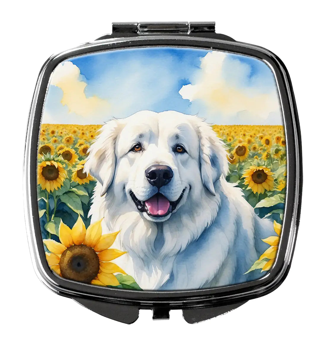 Great Pyrenees in Sunflowers Compact Mirror