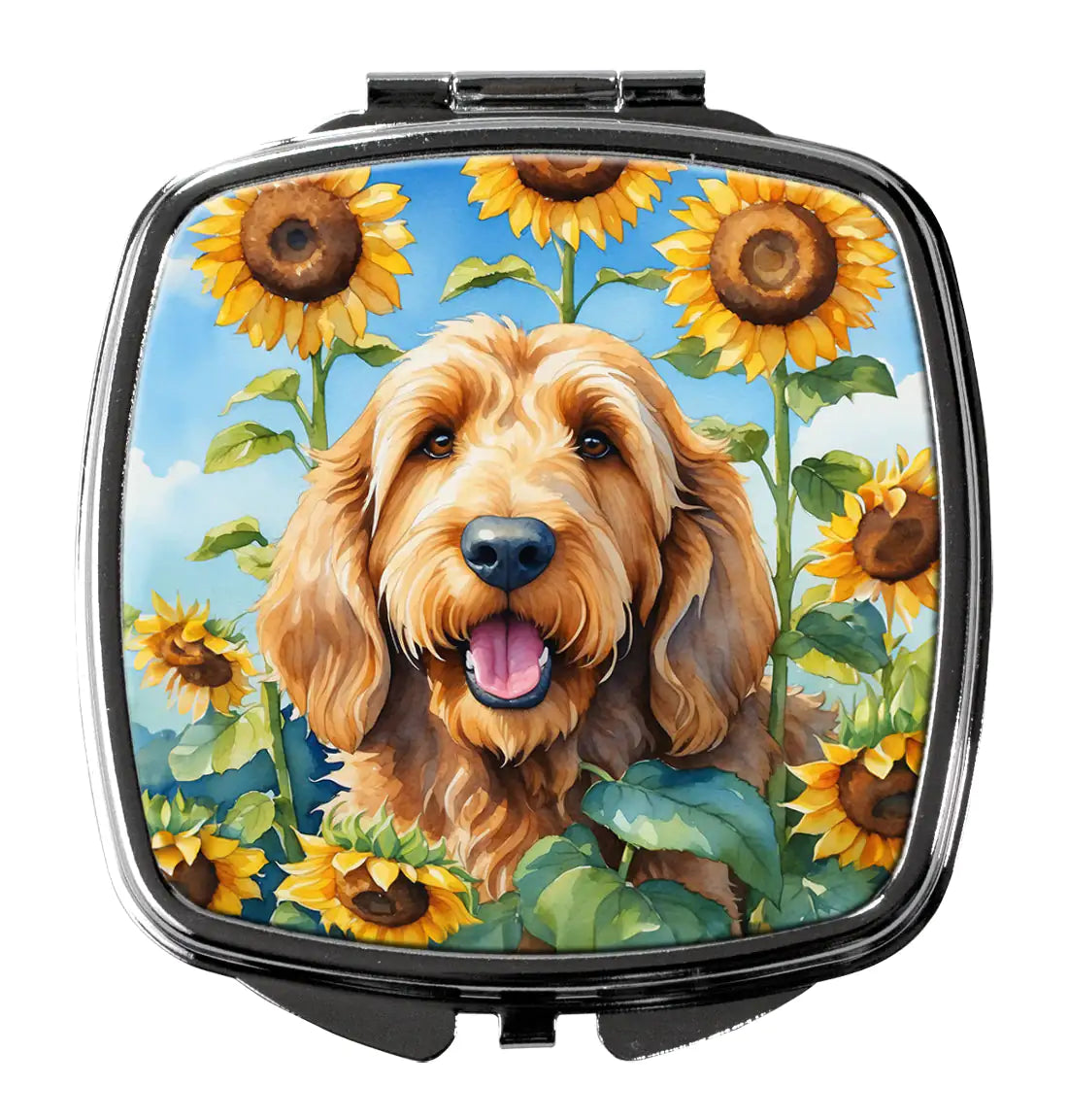 Otterhound in Sunflowers Compact Mirror