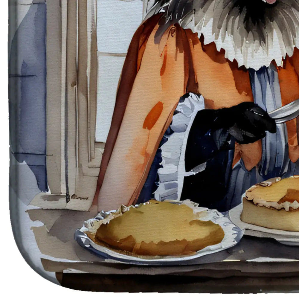 Keeshond Fall Kitchen Pumpkins Dish Drying Mat