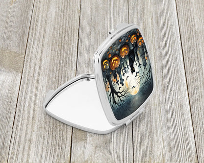 Black Cat Spooky Halloween Compact Mirror