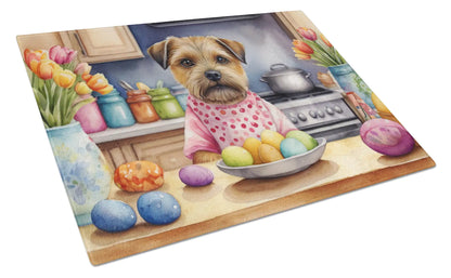 Decorating Easter Border Terrier Glass Cutting Board