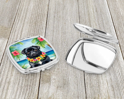 Black Pug Luau Compact Mirror