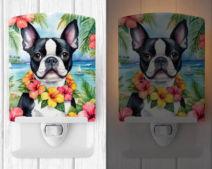 Boston Terrier Luau Ceramic Night Light