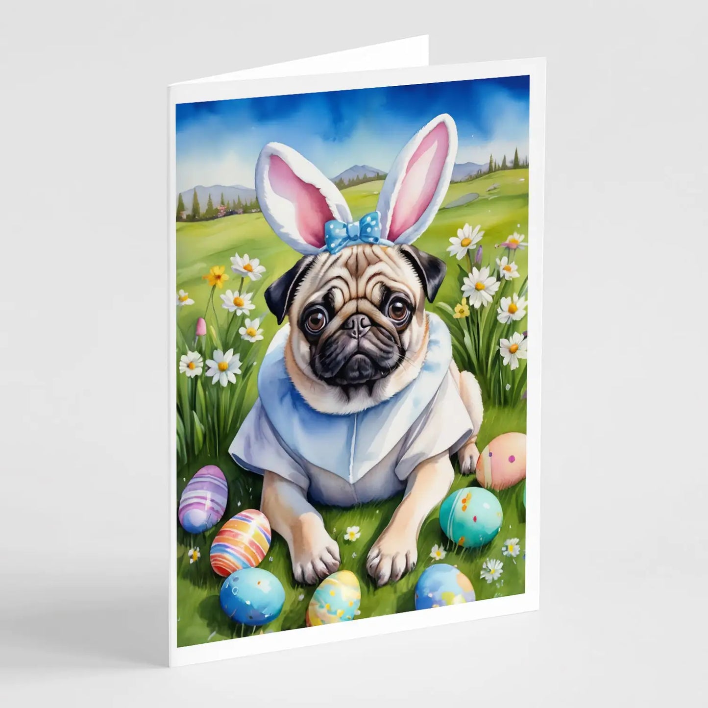 Pug Easter Egg Hunt Greeting Cards Pack of 8
