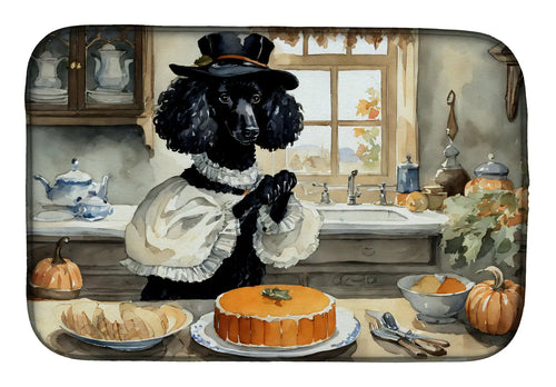 Poodle Fall Kitchen Pumpkins Dish Drying Mat