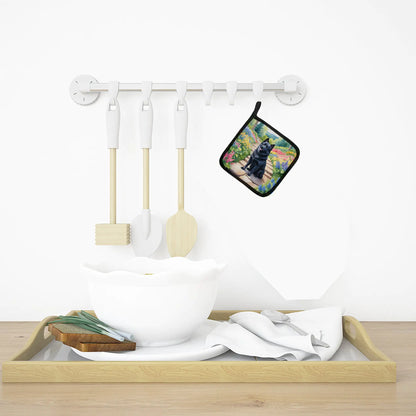 Schipperke Spring Path Pair of Pot Holders