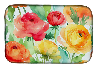 Ranunculus in Watercolor Dish Drying Mat