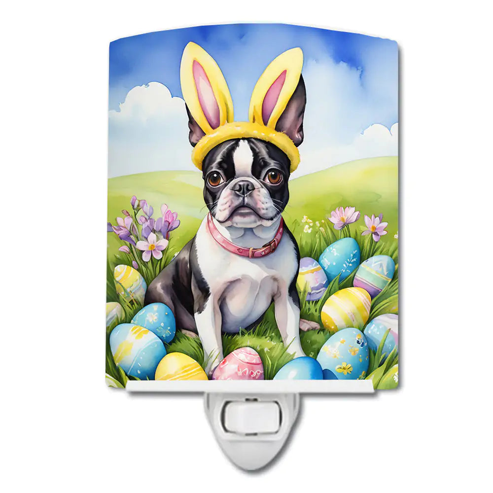 Boston Terrier Easter Egg Hunt Ceramic Night Light