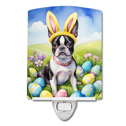 Boston Terrier Easter Egg Hunt Ceramic Night Light