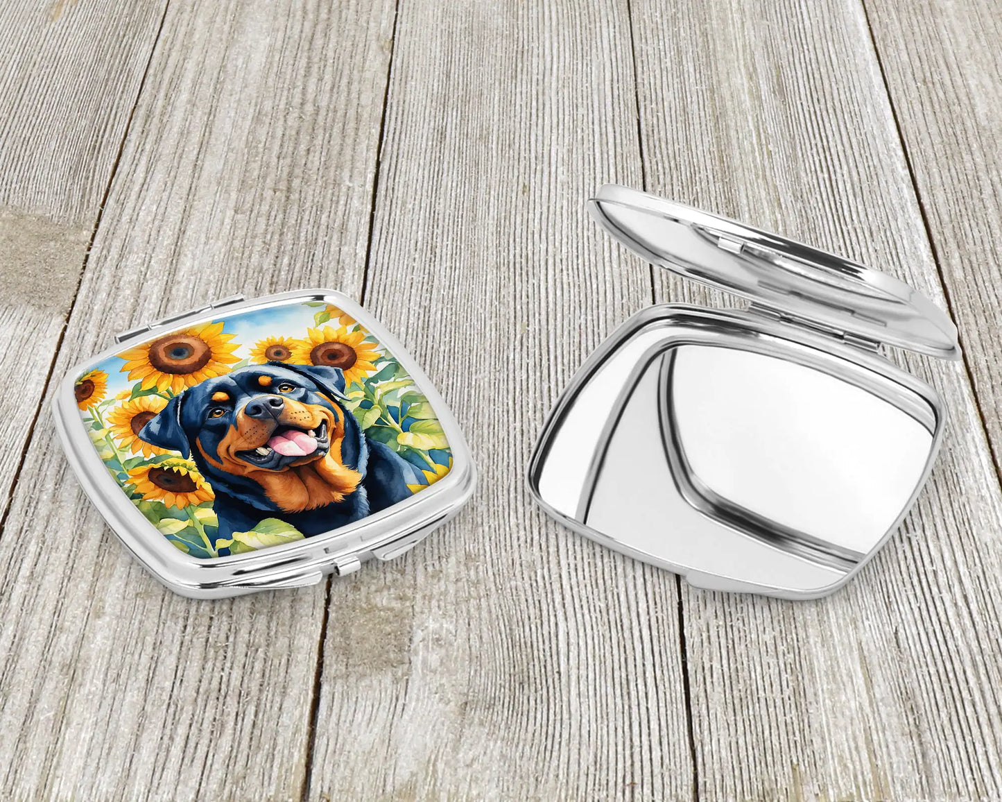Rottweiler in Sunflowers Compact Mirror
