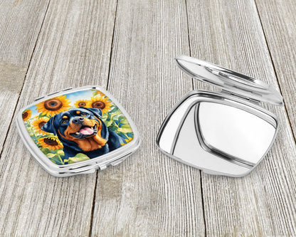 Rottweiler in Sunflowers Compact Mirror