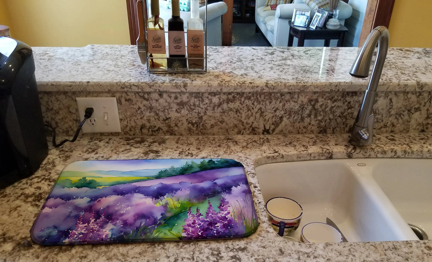 New Hampshire Purple Lilac in Watercolor Dish Drying Mat