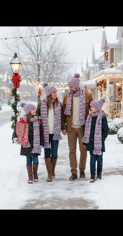 Handmade Beanie n Scarves Sets of Teal and Multi Colors