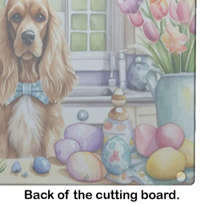 Decorating Easter Cocker Spaniel Glass Cutting Board