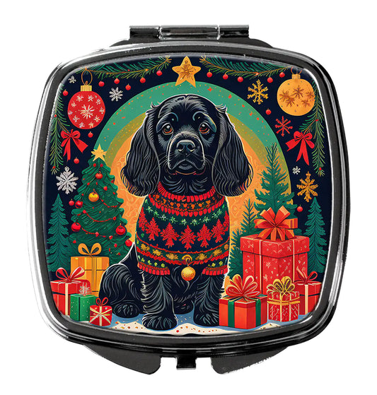 Black Cocker Spaniel Christmas Compact Mirror