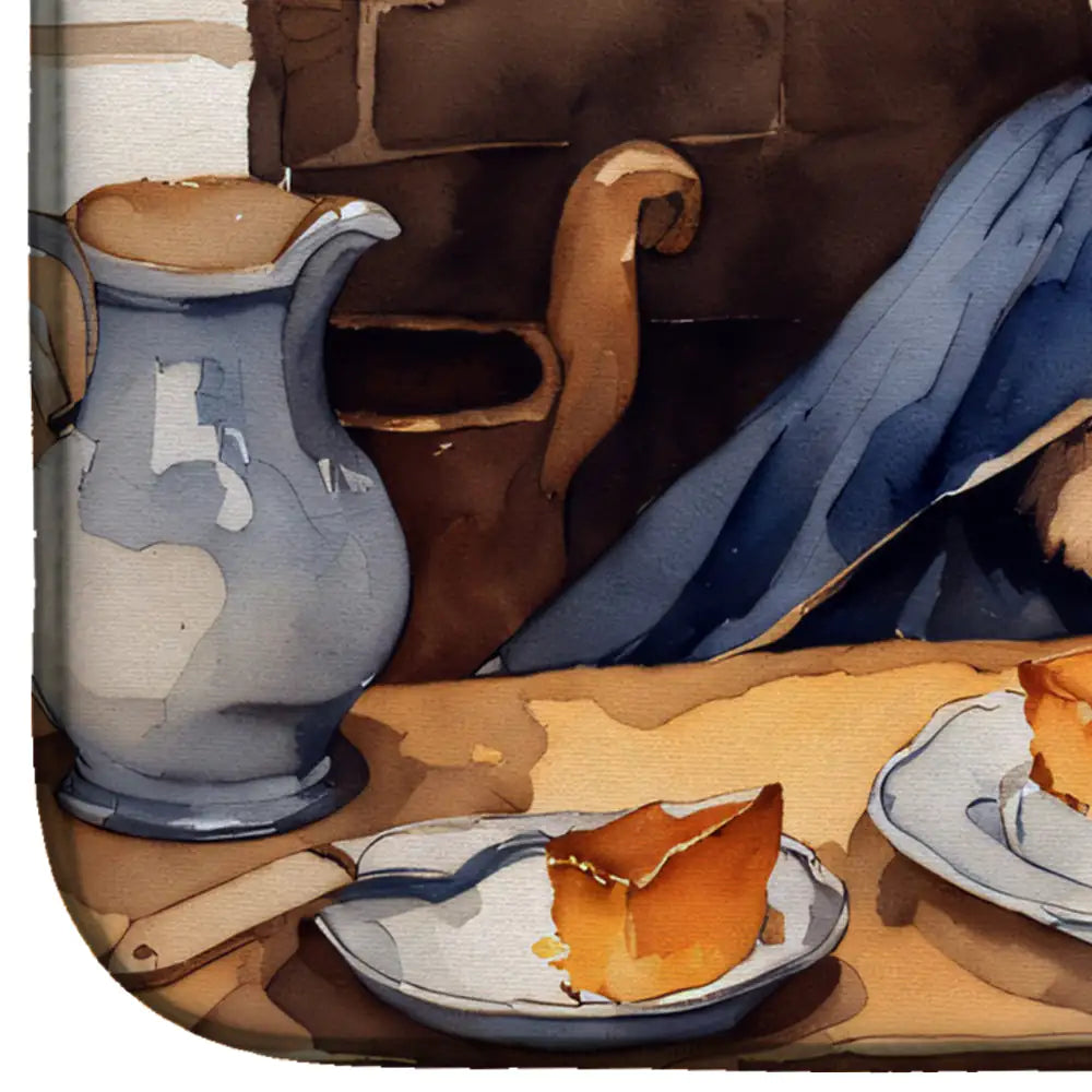 Border Terrier Fall Kitchen Pumpkins Dish Drying Mat