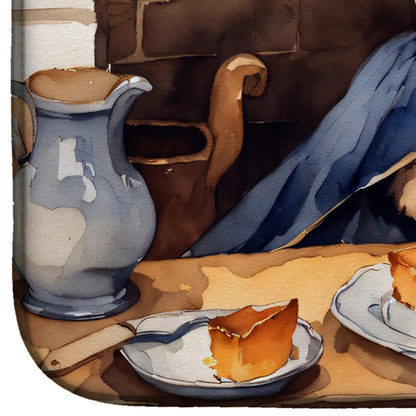 Border Terrier Fall Kitchen Pumpkins Dish Drying Mat