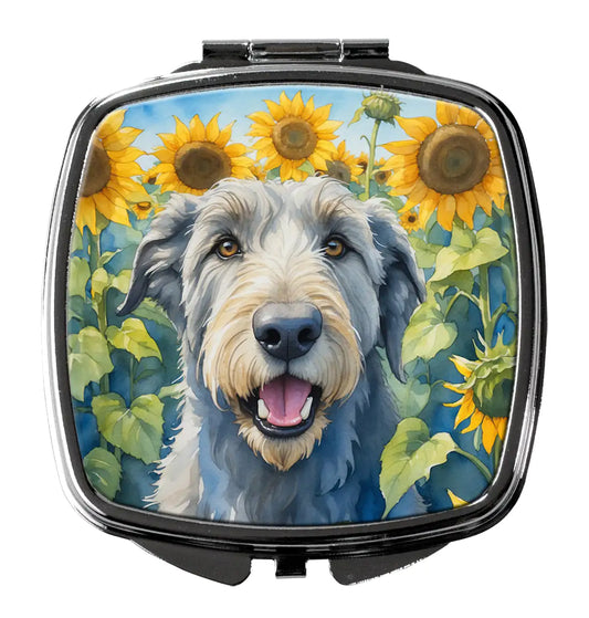 Irish Wolfhound in Sunflowers Compact Mirror