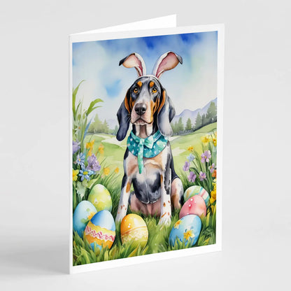 Bluetick Coonhound Easter Egg Hunt Greeting Cards Pack of 8