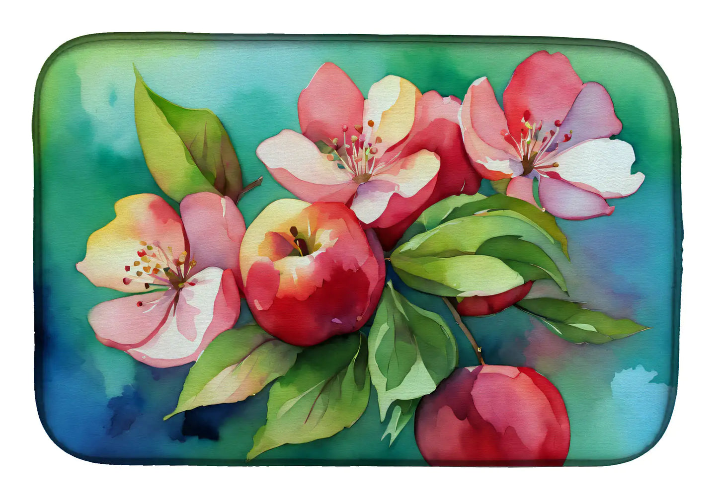 Arkansas Apple Blossom in Watercolor Dish Drying Mat