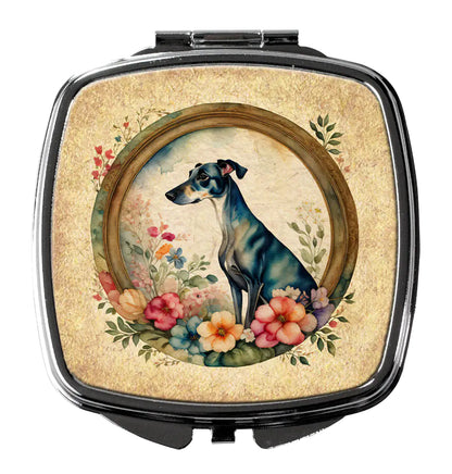 Greyhound and Flowers Compact Mirror