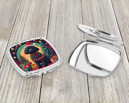 Black  Poodle Christmas Compact Mirror