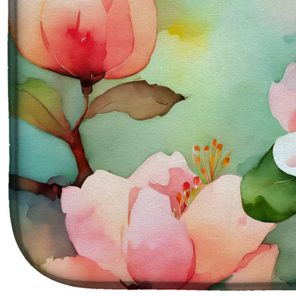 Delaware Peach Blossom in Watercolor Dish Drying Mat