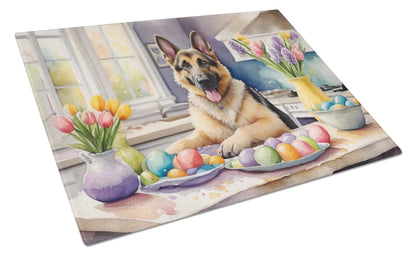 Decorating Easter German Shepherd Glass Cutting Board