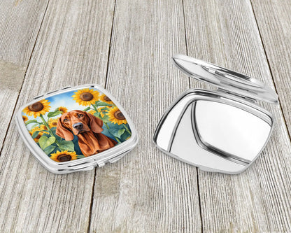 Redbone Coonhound in Sunflowers Compact Mirror