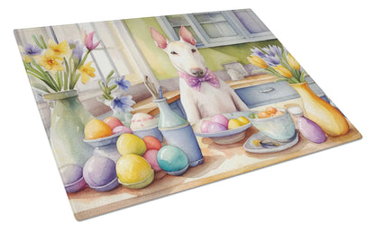 Decorating Easter Bull Terrier Glass Cutting Board
