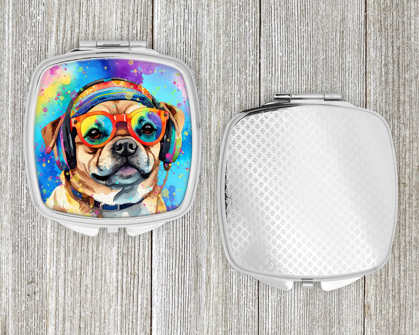 Pug Hippie Dawg Compact Mirror