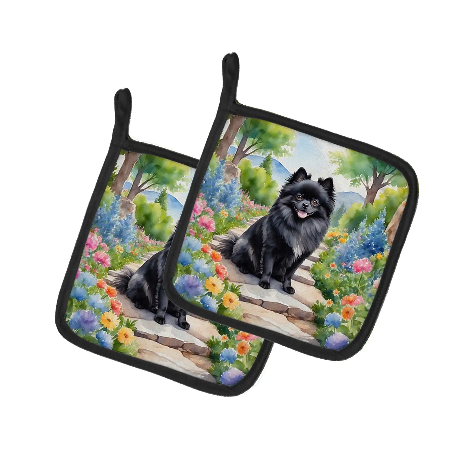 Pomeranian Spring Path Pair of Pot Holders