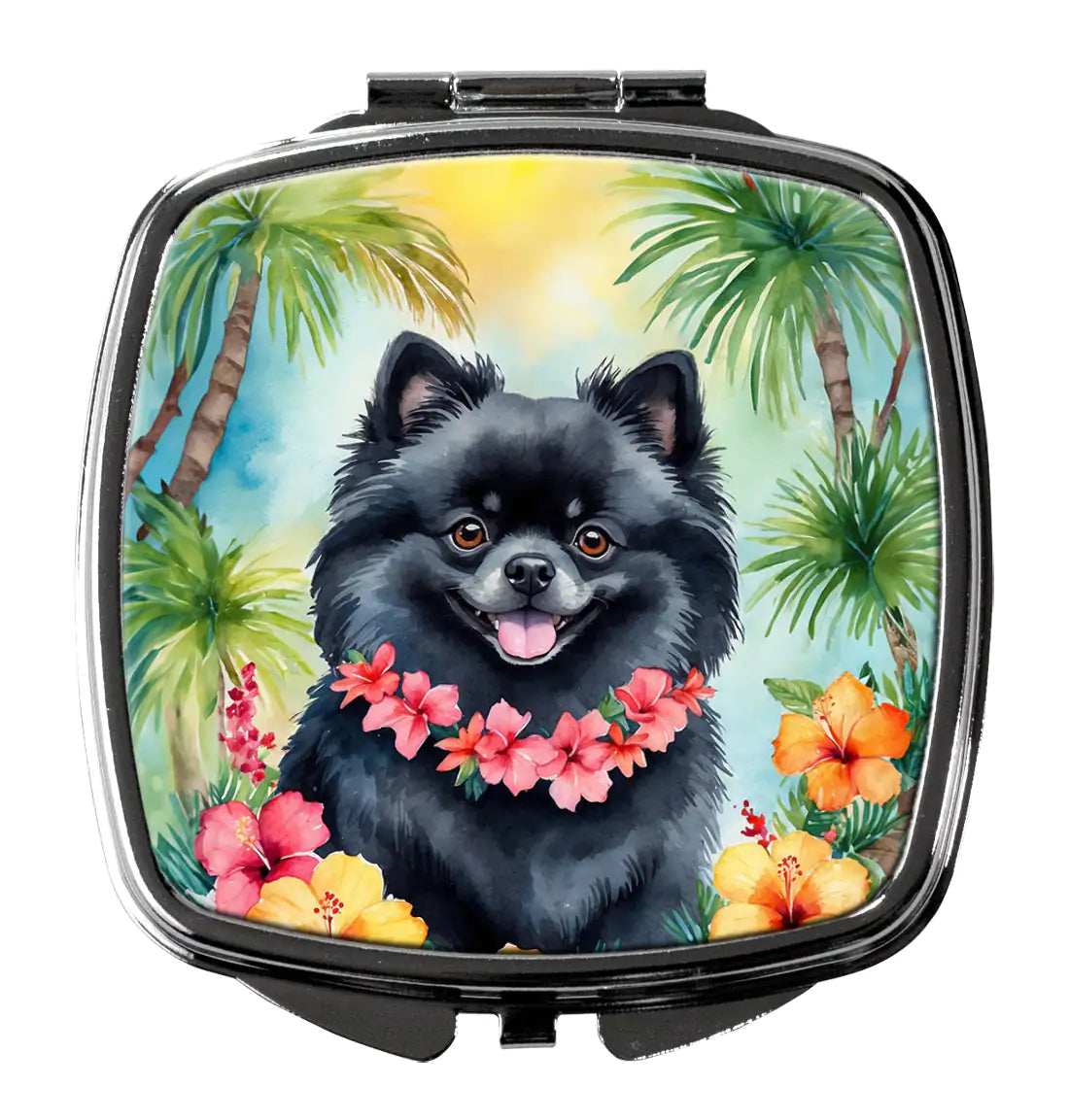 Pomeranian Luau Compact Mirror