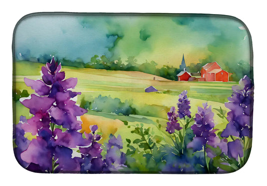 New Jersey Violet in Watercolor Dish Drying Mat