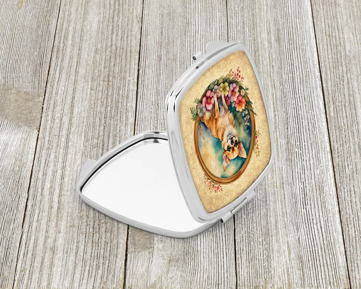 Chihuahua and Flowers Compact Mirror