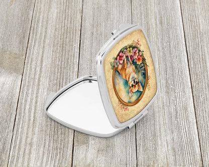Chihuahua and Flowers Compact Mirror