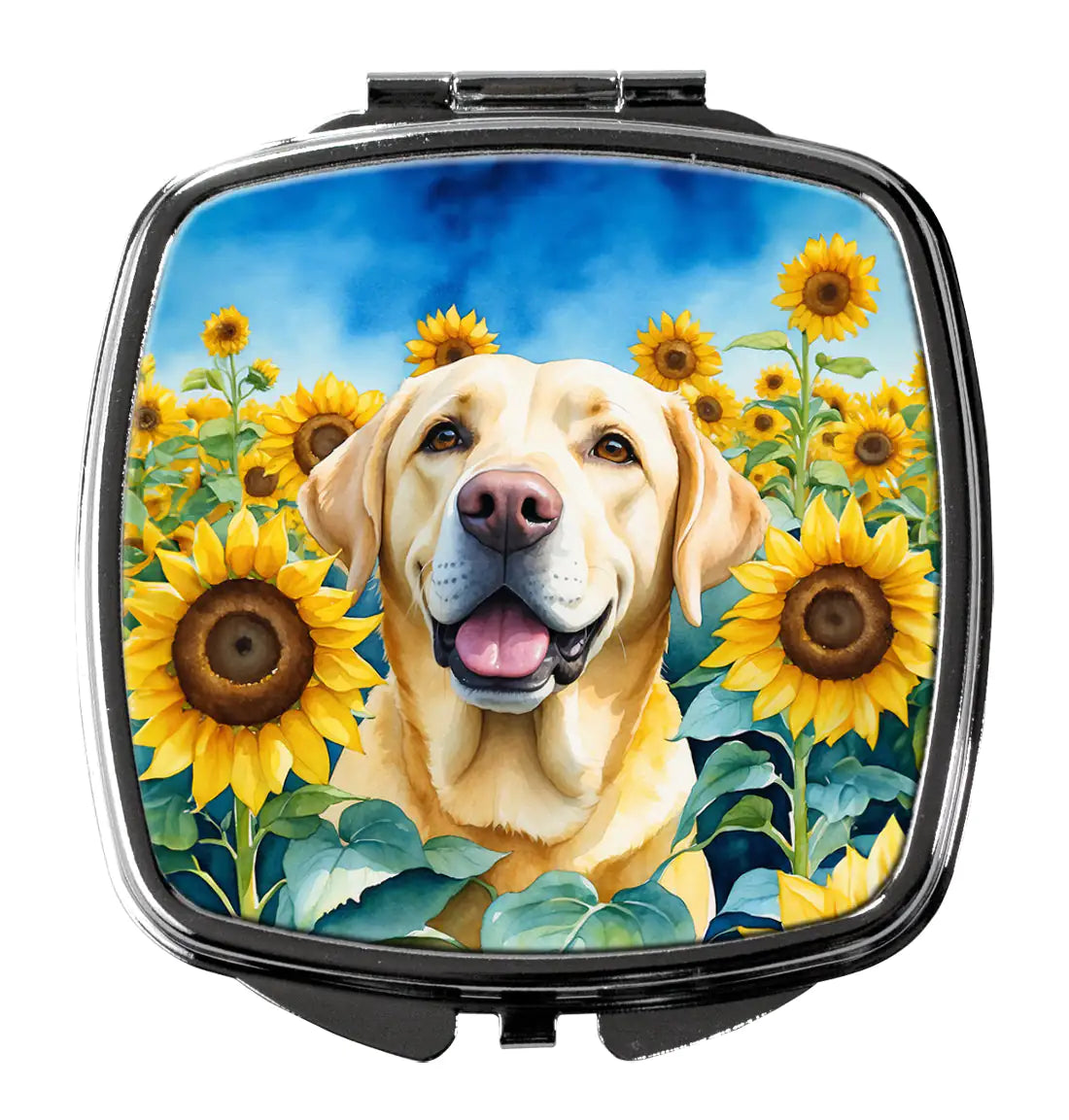 Labrador Retriever in Sunflowers Compact Mirror