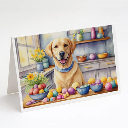 Decorating Easter Yellow Labrador Retriever Greeting Cards Pack of 8