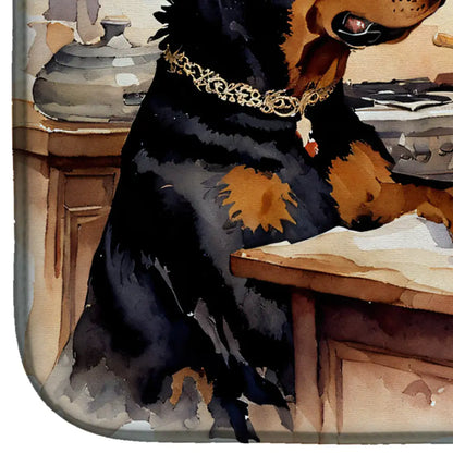 Rottweiler Fall Kitchen Pumpkins Dish Drying Mat