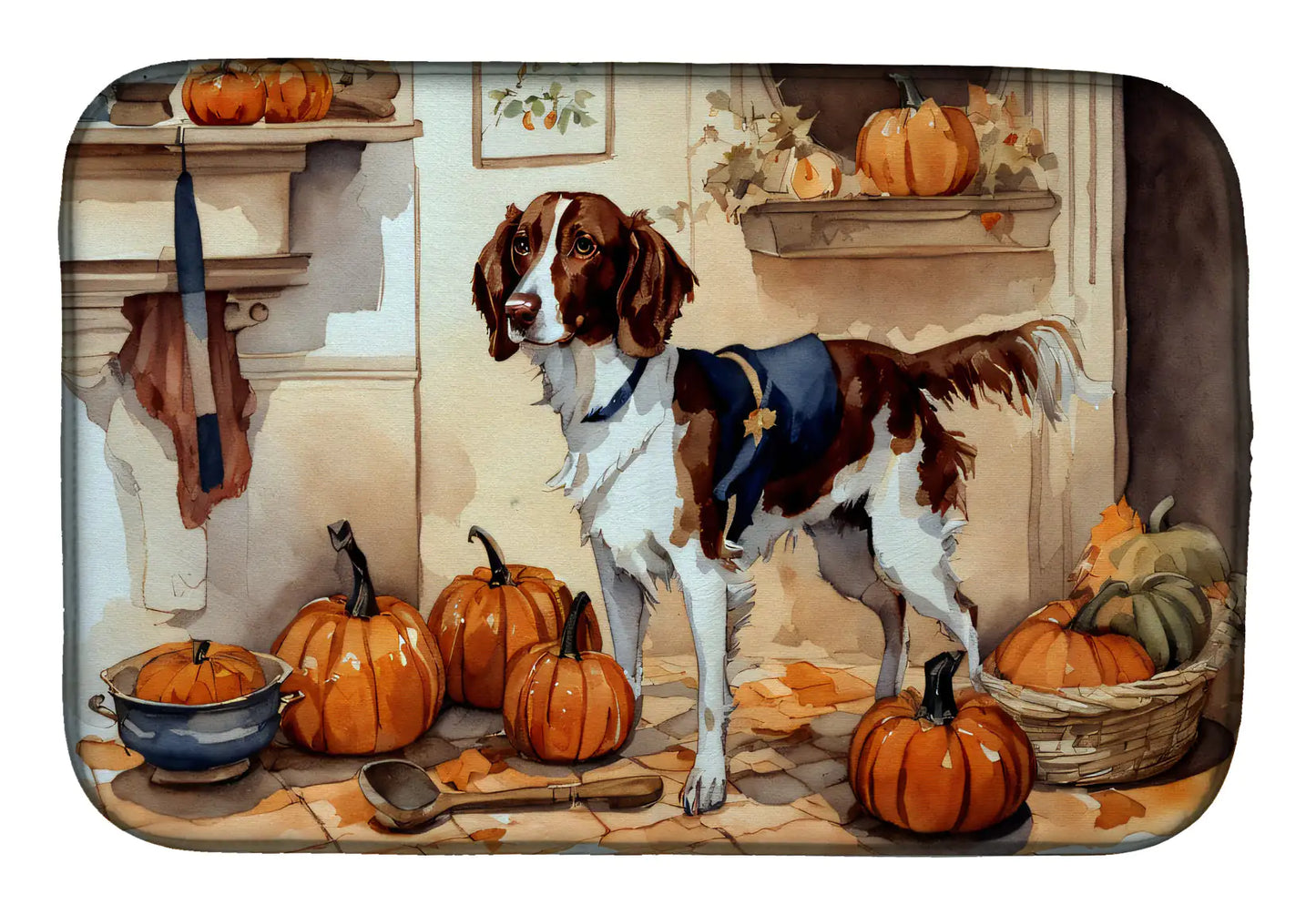 Brittany Fall Kitchen Pumpkins Dish Drying Mat