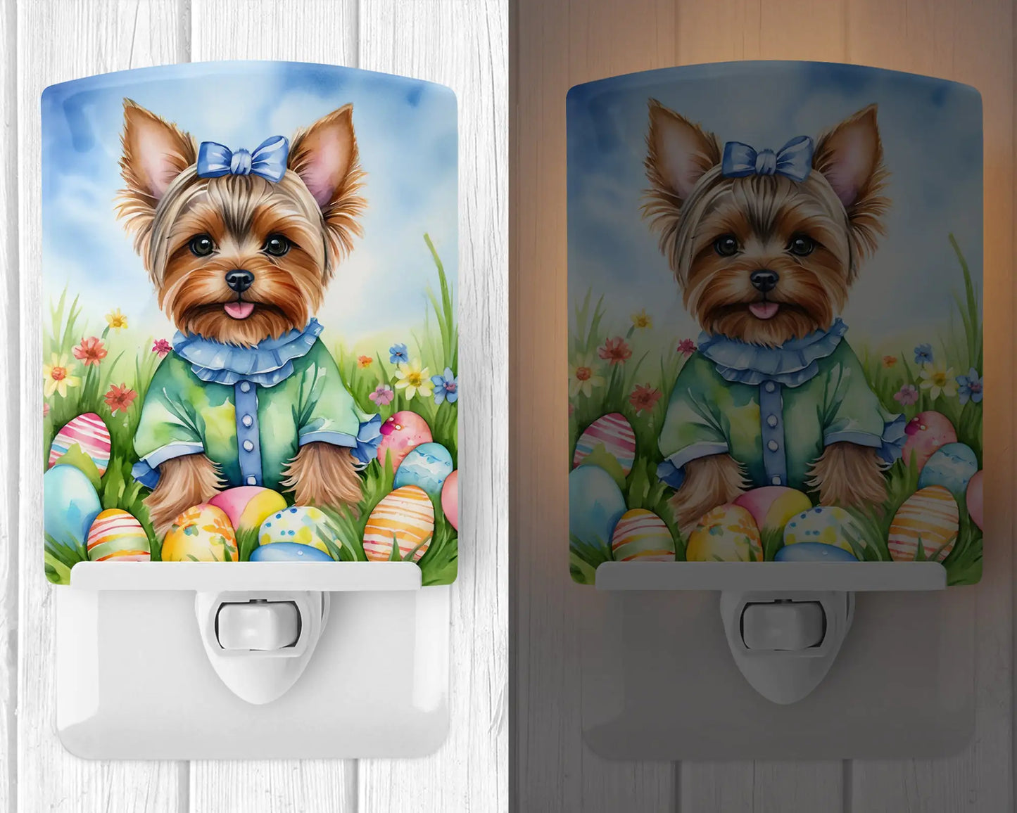 Yorkshire Terrier Easter Egg Hunt Ceramic Night Light