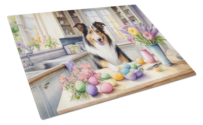 Decorating Easter Collie Glass Cutting Board